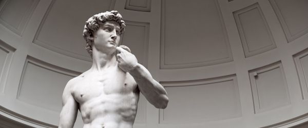 David, sculpture, aesthetics Wallpaper 3440x1440