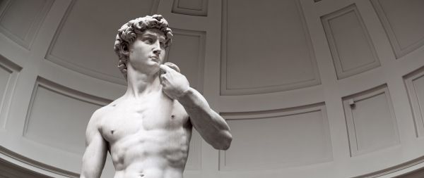 David, sculpture, aesthetics Wallpaper 2560x1080