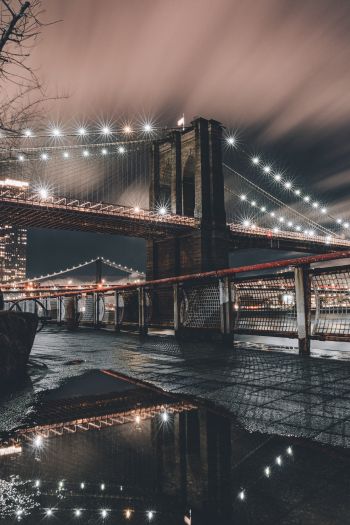 Обои 640x960 Манхэттенский мост, Манхэттен, Нью-Йорк