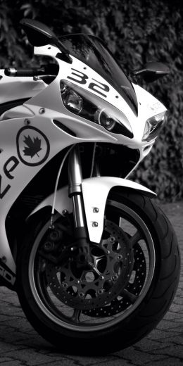 Yamaha YZF-R1, black and white Wallpaper 720x1440