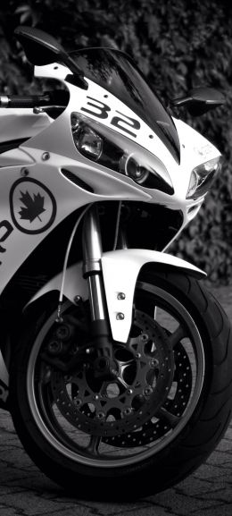 Yamaha YZF-R1, black and white Wallpaper 1080x2400