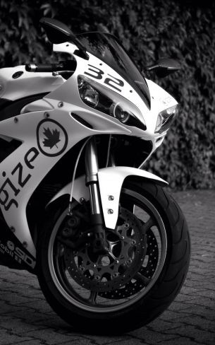 Yamaha YZF-R1, black and white Wallpaper 1600x2560