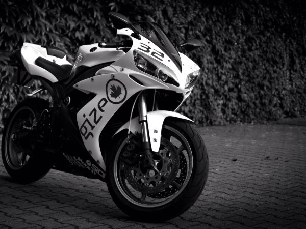 Yamaha YZF-R1, black and white Wallpaper 800x600