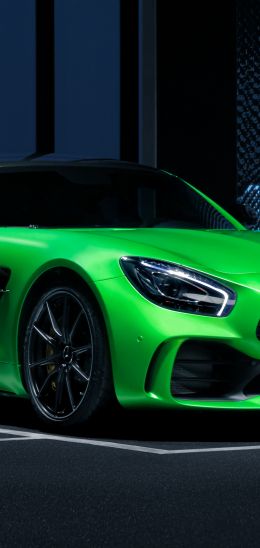 Mercedes, sports car, green Wallpaper 720x1520