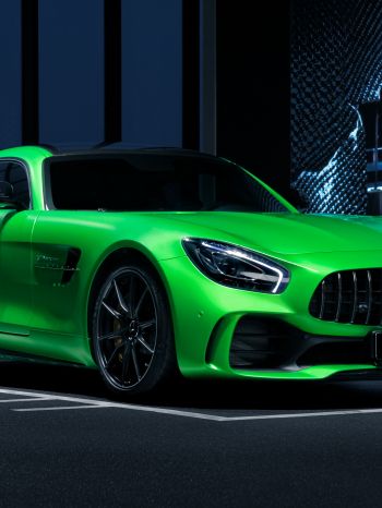 Mercedes, sports car, green Wallpaper 1536x2048