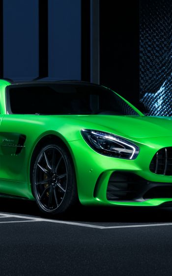 Mercedes, sports car, green Wallpaper 1600x2560