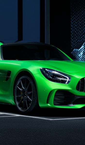 Mercedes, sports car, green Wallpaper 600x1024