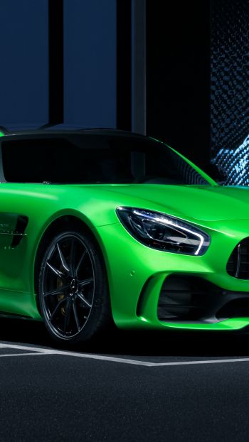 Mercedes, sports car, green Wallpaper 1440x2560
