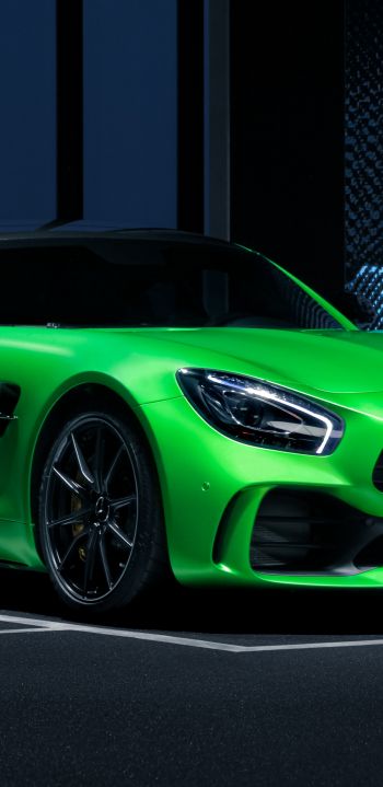 Mercedes, sports car, green Wallpaper 1080x2220