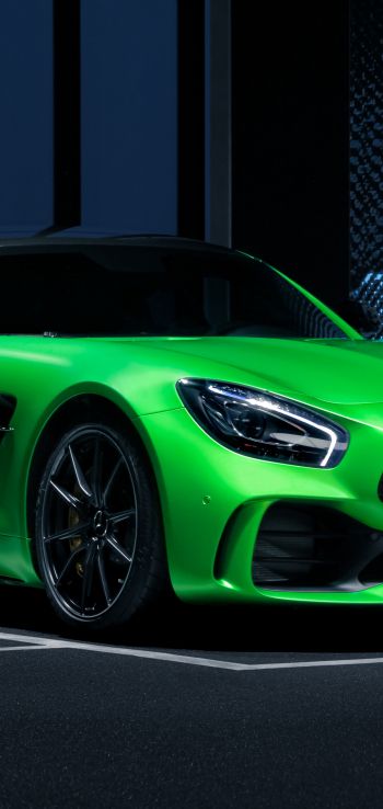 Mercedes, sports car, green Wallpaper 1440x3040