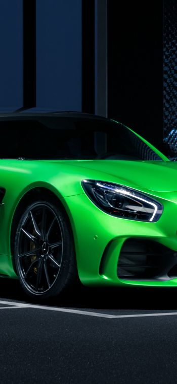 Mercedes, sports car, green Wallpaper 1170x2532