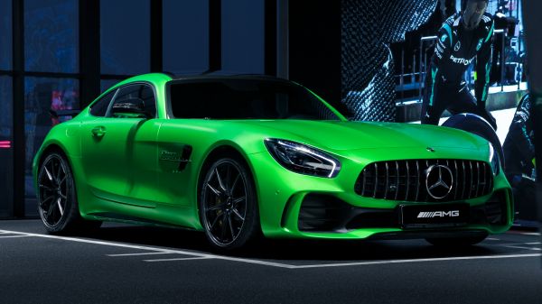 Mercedes, sports car, green Wallpaper 2048x1152