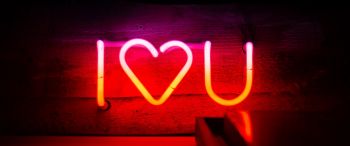 Valentine's day, neon, heart Wallpaper 3440x1440