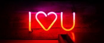 Valentine's day, neon, heart Wallpaper 2560x1080