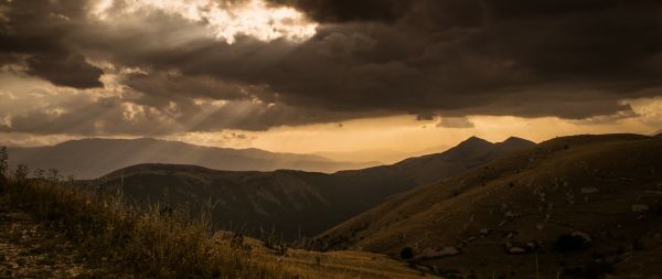 landscape, mountains, sunlight Wallpaper 2560x1080