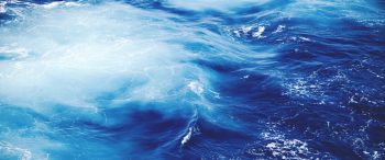 sea, waves, blue Wallpaper 3440x1440