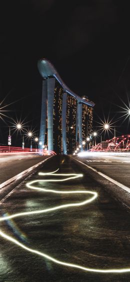 Marina Bay Sands, Singapore, night Wallpaper 1080x2340