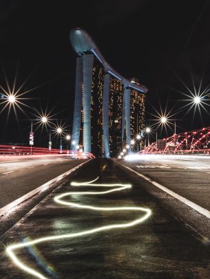 Marina Bay Sands, Singapore, night Wallpaper 1668x2224