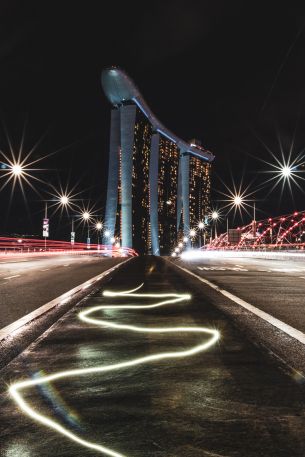 Marina Bay Sands, Singapore, night Wallpaper 640x960