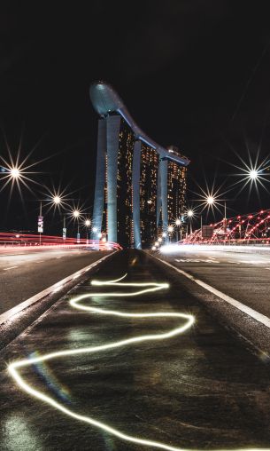 Marina Bay Sands, Singapore, night Wallpaper 1200x2000