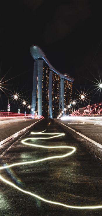 Marina Bay Sands, Singapore, night Wallpaper 720x1520