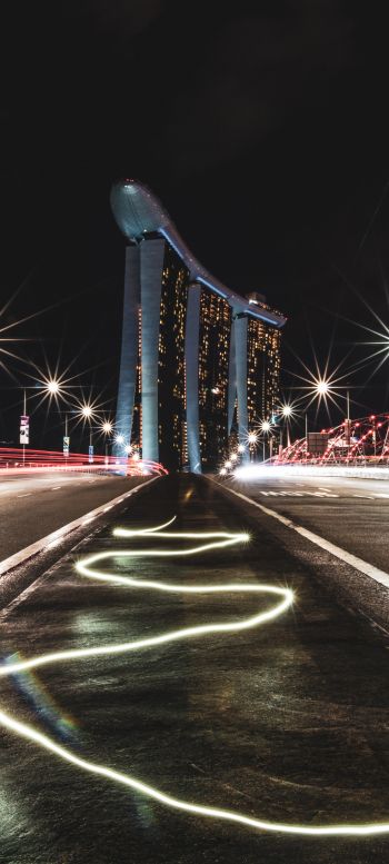 Обои 1080x2400 Marina Bay Sands, Сингапур, ночь