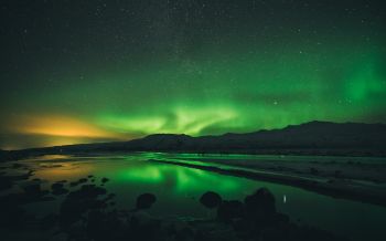 northern lights, landscape, green Wallpaper 2560x1600