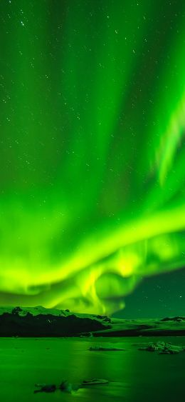 northern lights, green, landscape Wallpaper 1080x2340