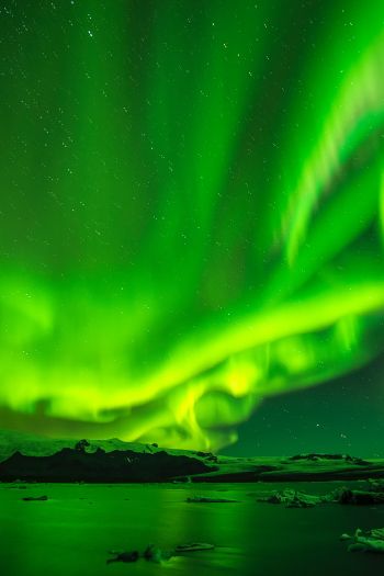 northern lights, green, landscape Wallpaper 640x960