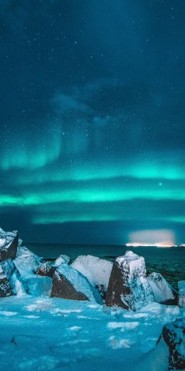 northern lights, night, blue Wallpaper 720x1440