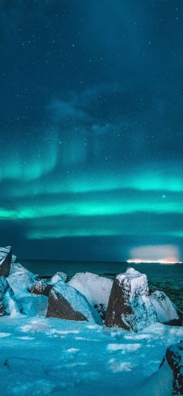 northern lights, night, blue Wallpaper 1080x2340