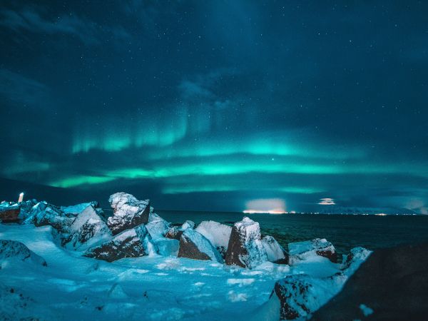 northern lights, night, blue Wallpaper 800x600