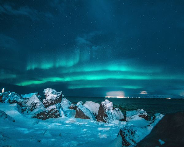 northern lights, night, blue Wallpaper 1280x1024