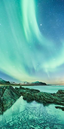 northern lights, night, green Wallpaper 720x1440