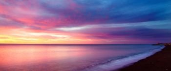 beach, sea, sunset Wallpaper 2560x1080