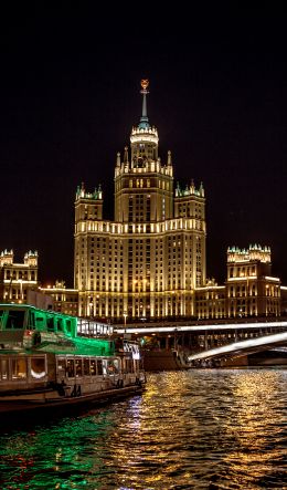 Moscow, river, Stalin skyscraper Wallpaper 600x1024