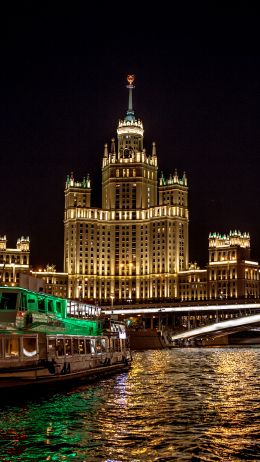 Moscow, river, Stalin skyscraper Wallpaper 1440x2560