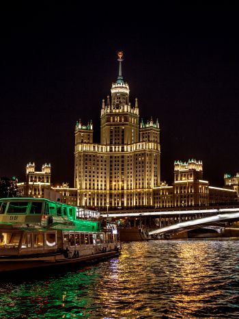 Moscow, river, Stalin skyscraper Wallpaper 1668x2224