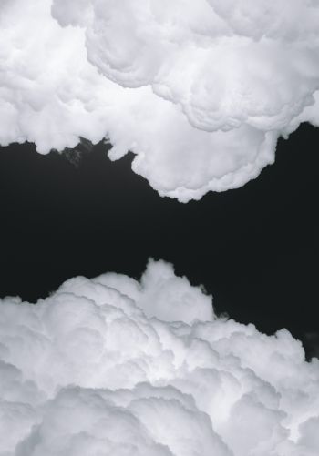 Обои 1668x2388 кучевые облака, черный и белый