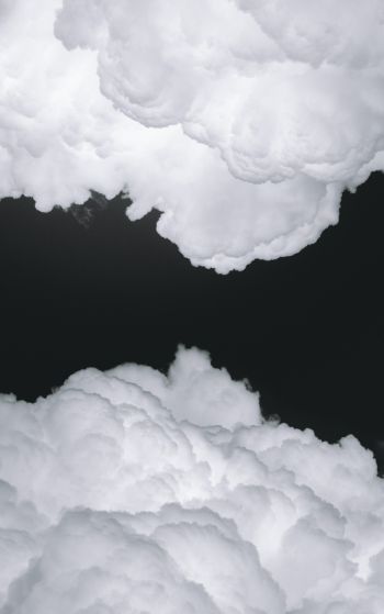 Обои 1752x2800 кучевые облака, черный и белый