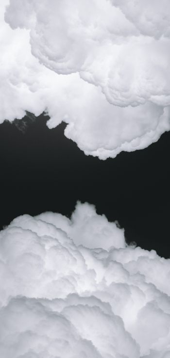 Обои 720x1520 кучевые облака, черный и белый