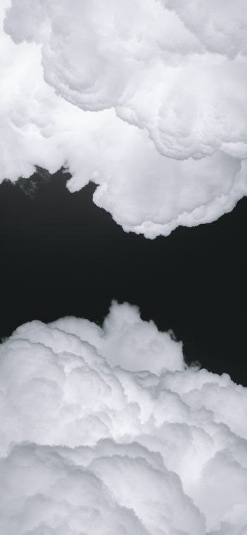 Обои 1125x2436 кучевые облака, черный и белый