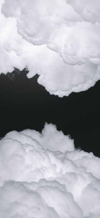Обои 1080x2340 кучевые облака, черный и белый