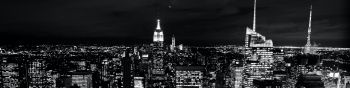 New York, USA, night Wallpaper 1590x400
