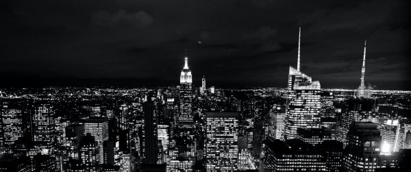 New York, USA, night Wallpaper 3440x1440